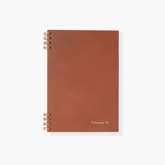 B6 foil stamped leather notebook - Brown
