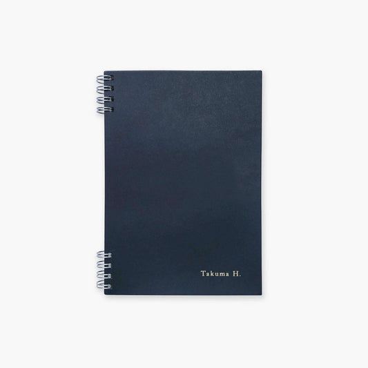 B6 foil stamped leather notebook - Navy